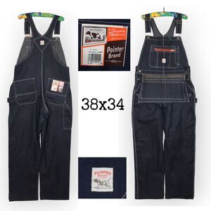 Pointer Brand Overalls 38x34 Denim Dark Apron High-Back Deadstock Work